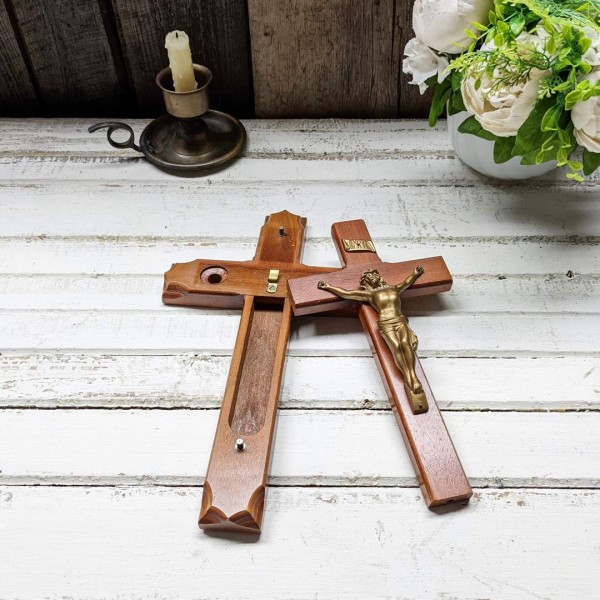 Crucifix extrême-onction en bois